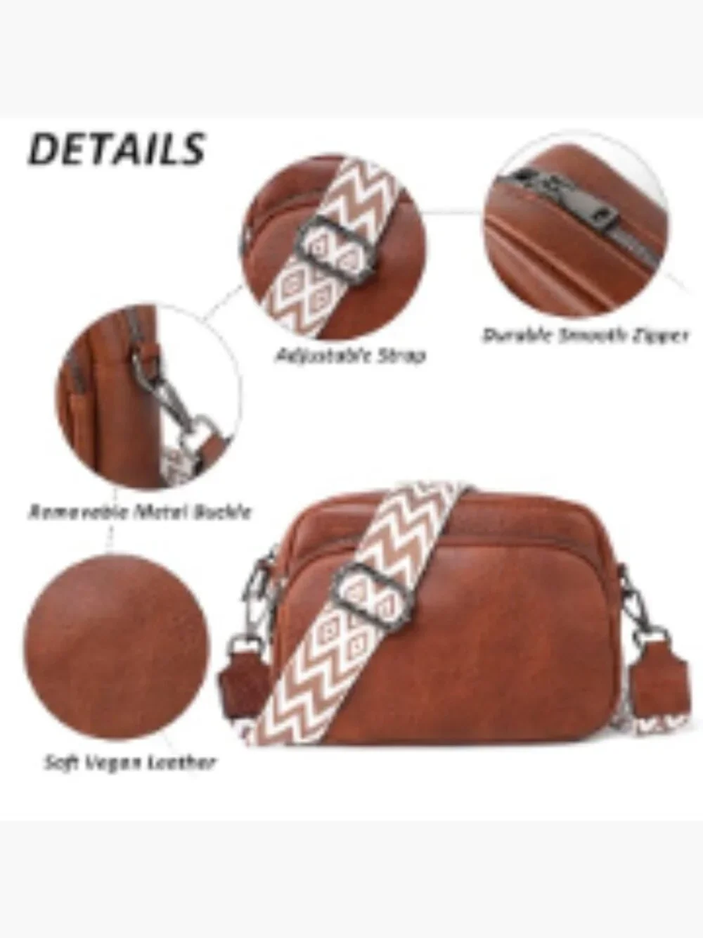 Small Vegan Leather Crossbody Bag for Women with Adjustable Strap